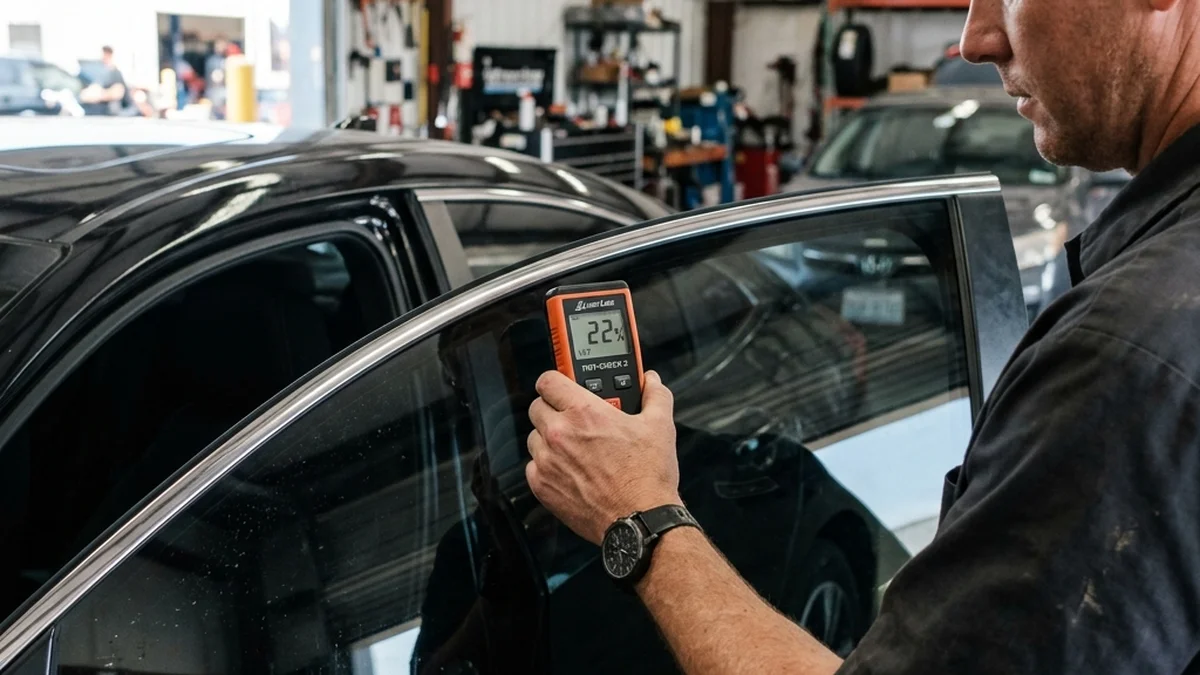 Digital window tint meter measuring VLT