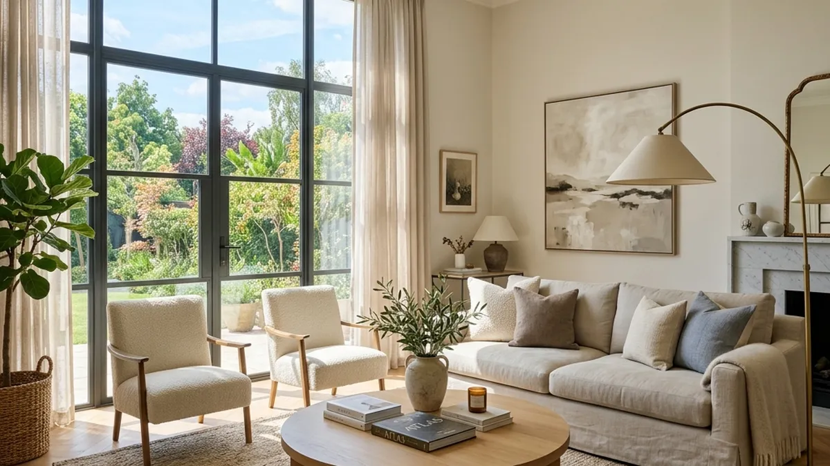 Elegant living room with UV-blocking window film
